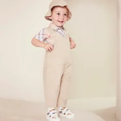 Baby Boys Beige Cotton Dungaree Set