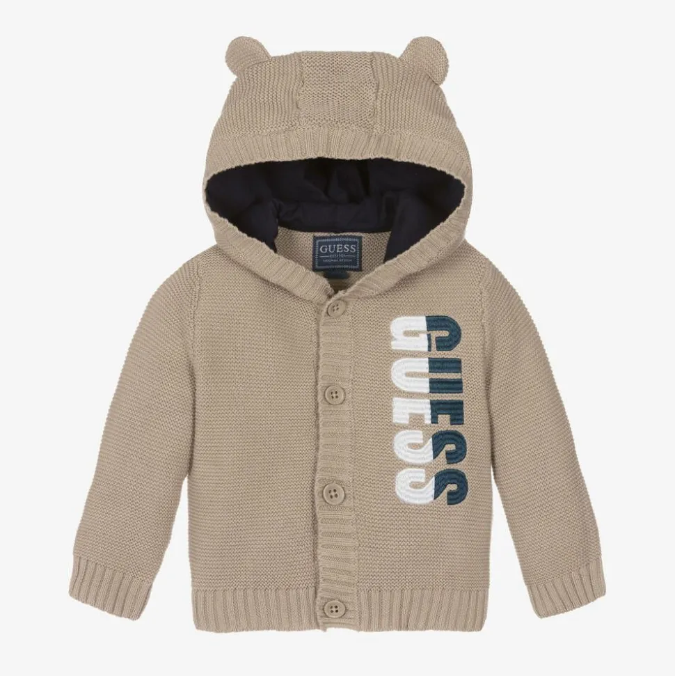 Baby Boys Beige Cotton Knitted Cardigan