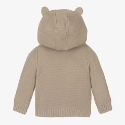 Baby Boys Beige Cotton Knitted Cardigan