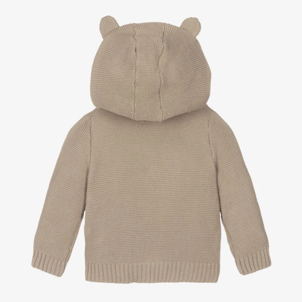 Baby Boys Beige Cotton Knitted Cardigan