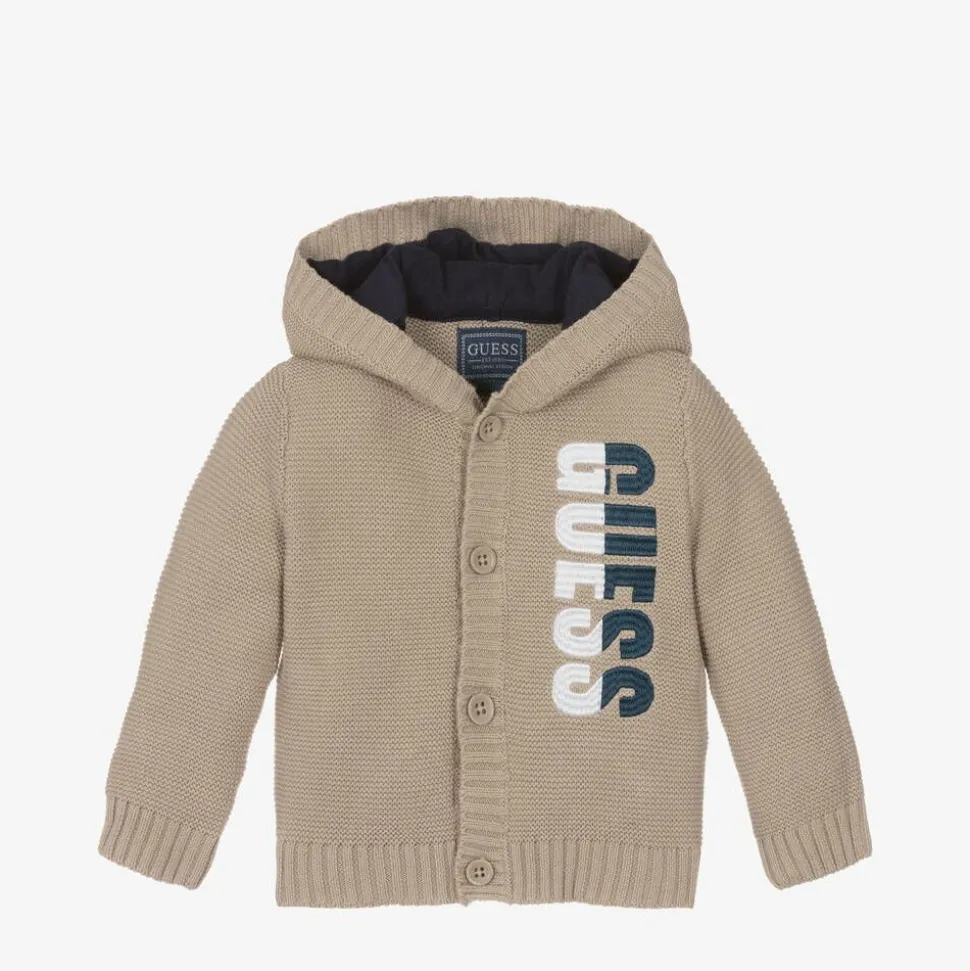 Baby Boys Beige Cotton Knitted Cardigan