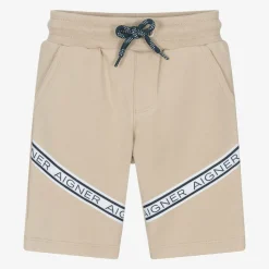 Baby Boys Beige Cotton Logo Tape Shorts