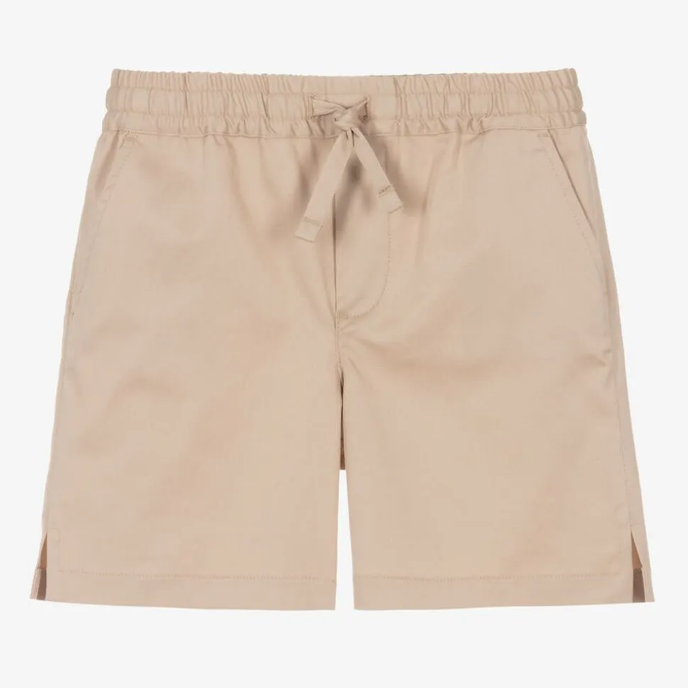 Baby Boys Beige Cotton Shorts
