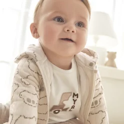 Baby Boys Beige Cotton Tracksuit Set