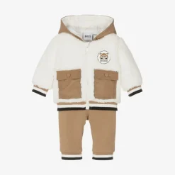 Baby Boys Beige Fleece Tracksuit