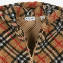 Baby Boys Beige Vintage Check Zip-Up Hoodie