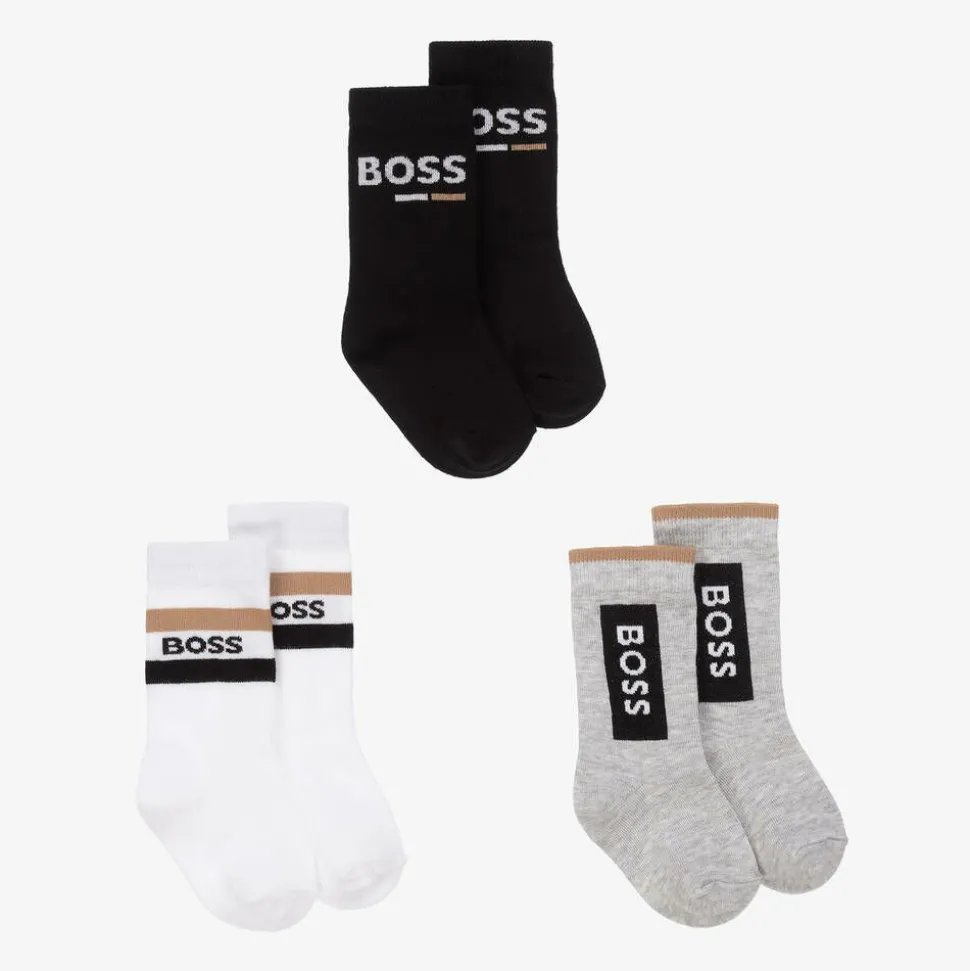 Baby Boys Black & Grey Socks (3 Pack)