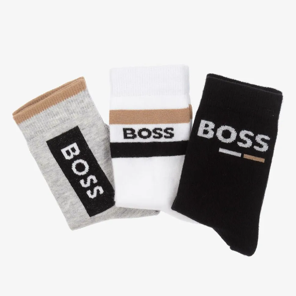Baby Boys Black & Grey Socks (3 Pack)