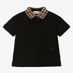 Baby Boys Black Check Polo Shirt