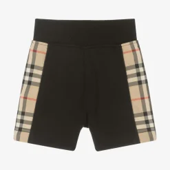 Baby Boys Black Cotton Check Shorts