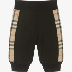 Baby Boys Black Cotton Check Joggers
