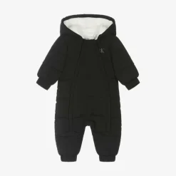 Baby Boys Black Monogram Snowsuit