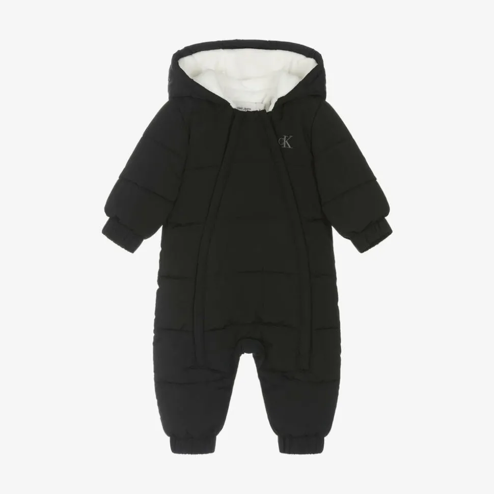 Baby Boys Black Monogram Snowsuit