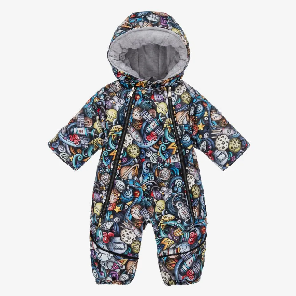 Baby Boys Black Space Print 2-in-1 Snowsuit