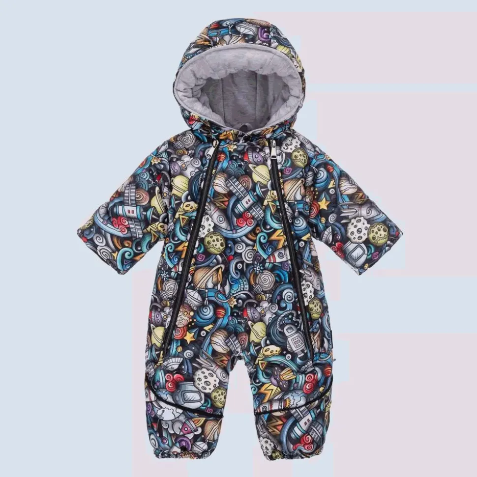 Baby Boys Black Space Print 2-in-1 Snowsuit