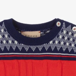 Baby Boys Blue & Red Wool Sweater