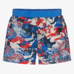 Baby Boys Blue Camouflage Print Swim Shorts