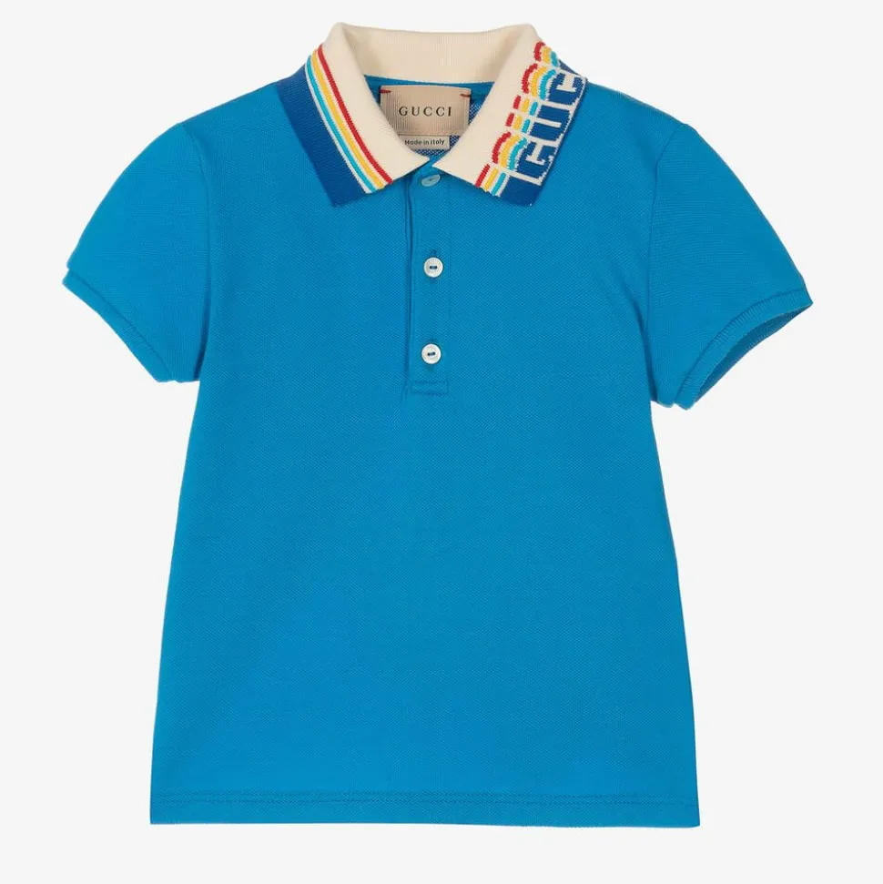 Baby Boys Blue Cotton Polo Shirt