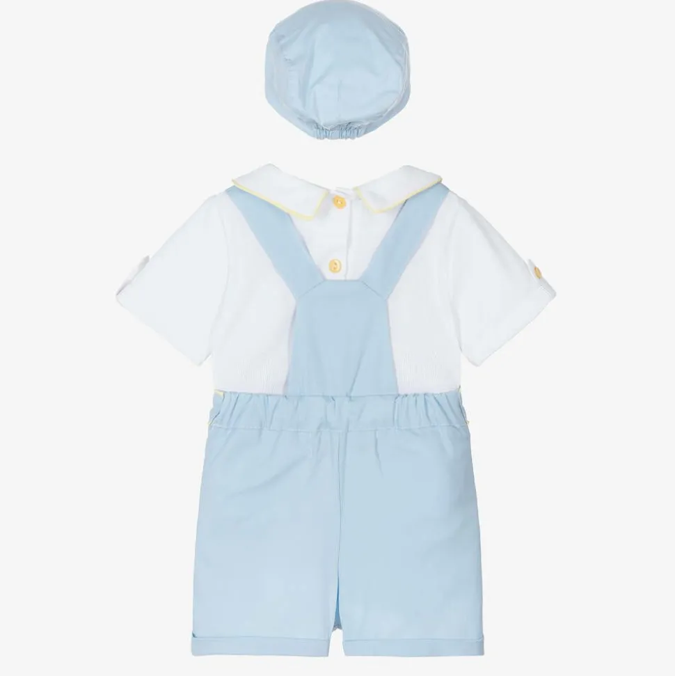 Baby Boys Blue Cotton Smocked Shorts Set