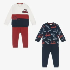 Baby Boys Blue Cotton Tracksuits (2 Pack)