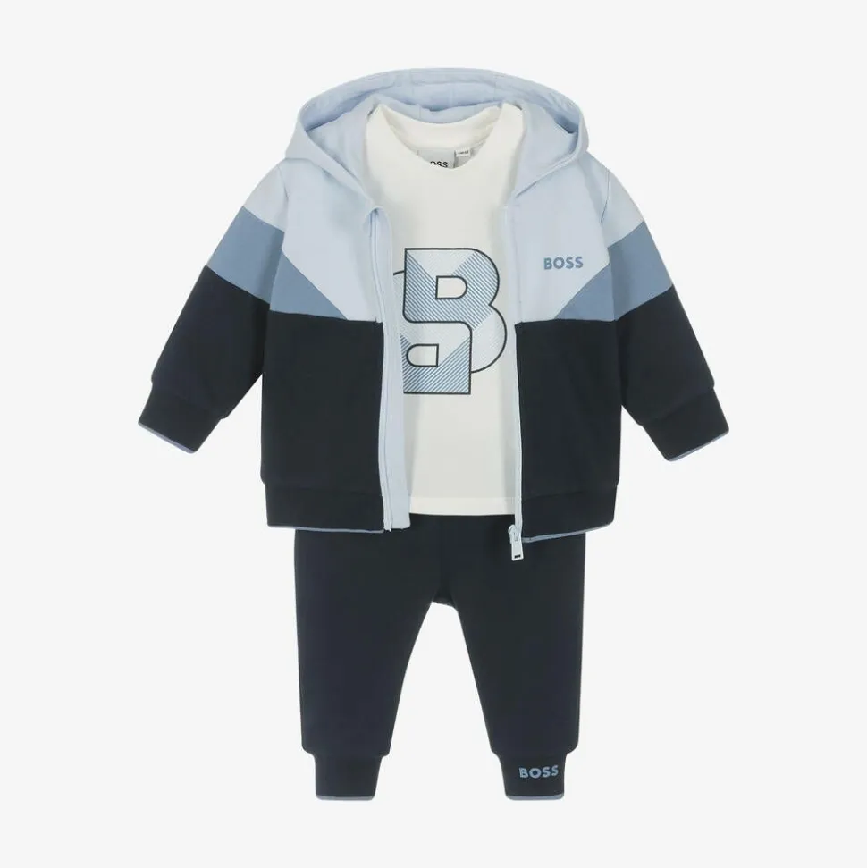 Baby Boys Blue Cotton Tracksuit Set