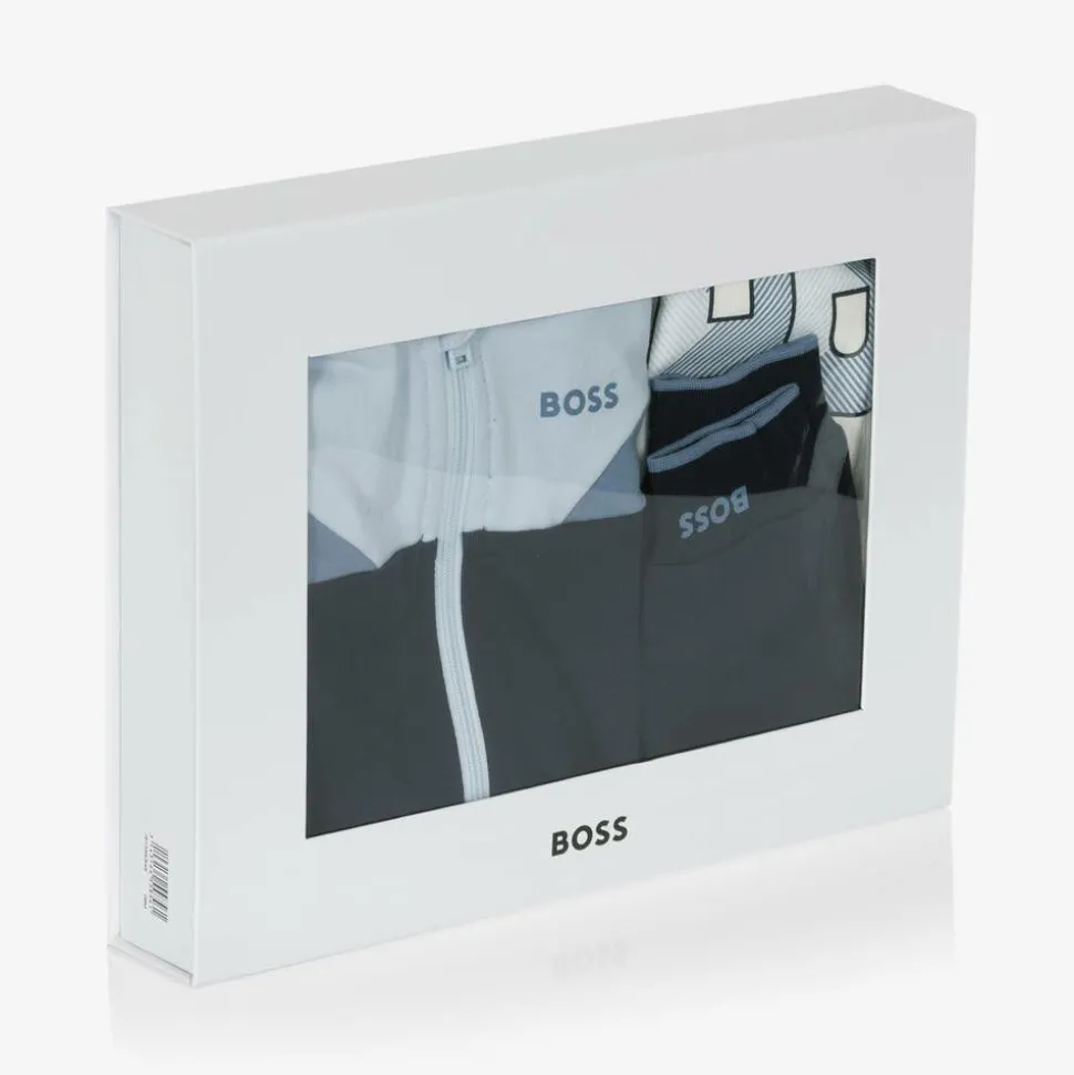 Baby Boys Blue Cotton Tracksuit Set