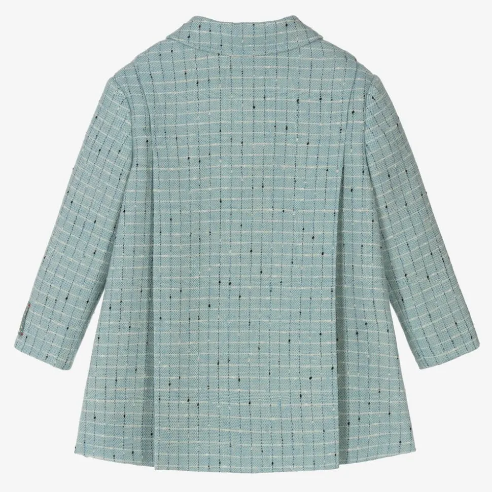 Baby Boys Blue Damier Wool Check Coat