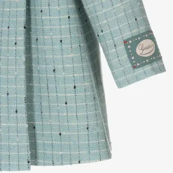 Baby Boys Blue Damier Wool Check Coat