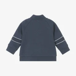 Baby Boys Blue Embossed Cotton Zip-Up Top