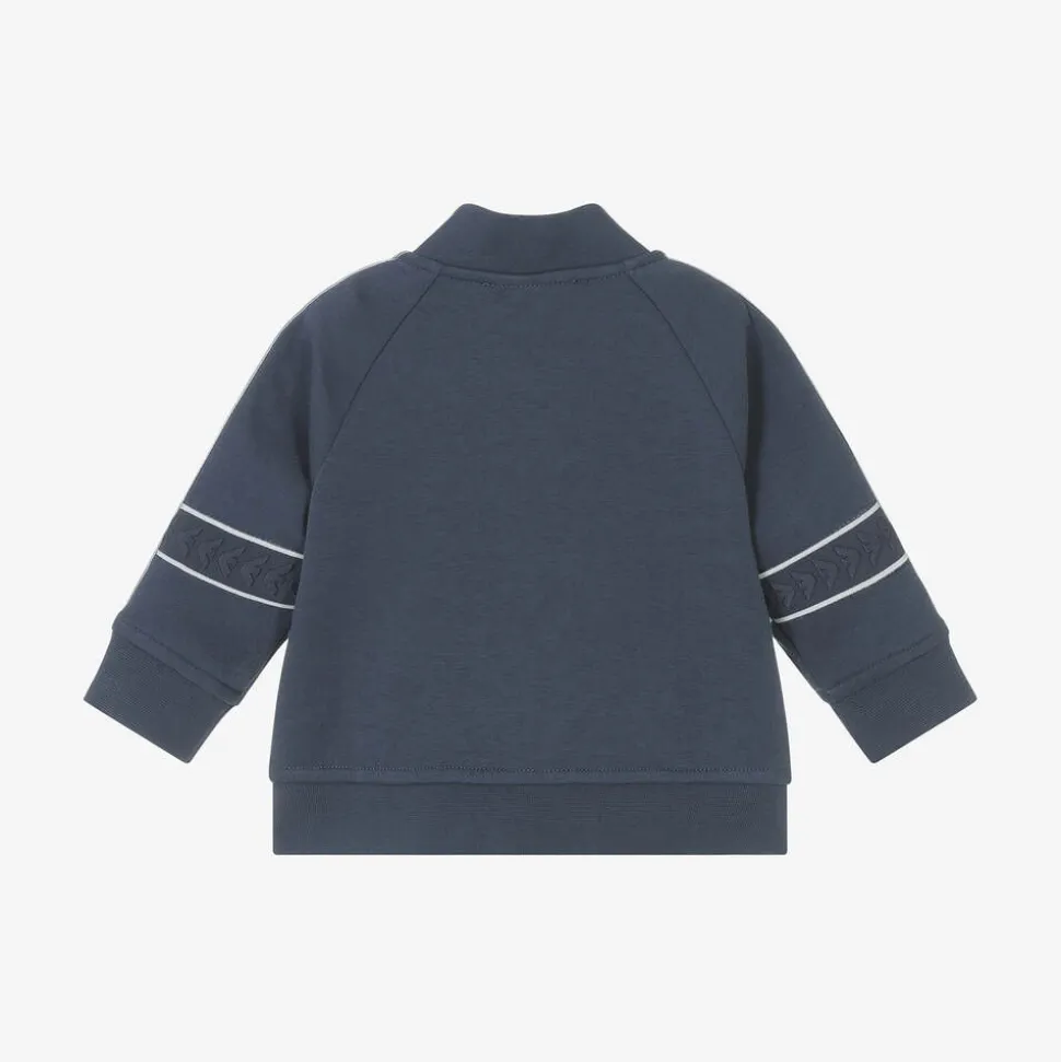 Baby Boys Blue Embossed Cotton Zip-Up Top