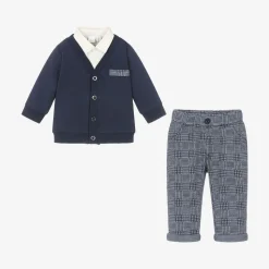 Baby Boys Blue Houndstooth Trouser Set