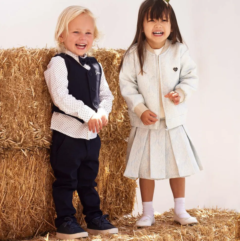 Baby Boys Blue Jersey Waistcoat Suit