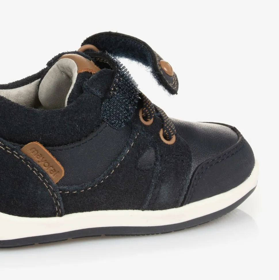 Baby Boys Blue Leather First Walkers