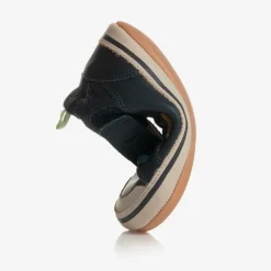 Baby Boys Blue Leather Hi-Top Trainers