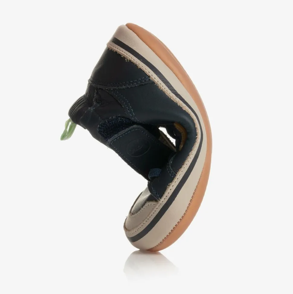 Baby Boys Blue Leather Hi-Top Trainers
