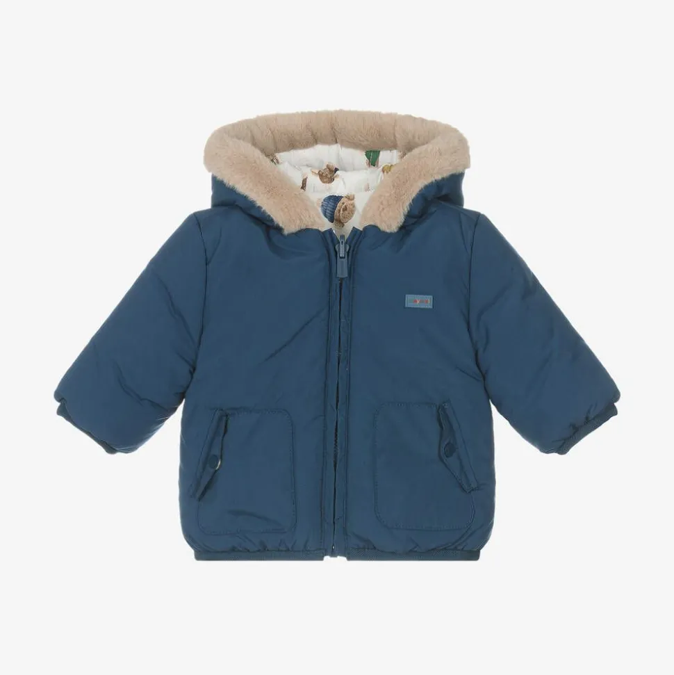Baby Boys Blue Reversible Coat