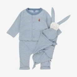 Baby Boys Blue Stripe Organic Cotton Trouser Set