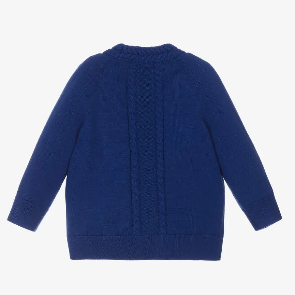 Baby Boys Blue Wool Knit Cardigan