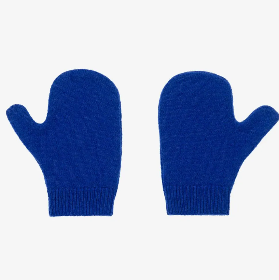 Baby Boys Blue Wool Mittens