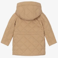 Baby Boys Dark Beige Diamond Quilted Coat
