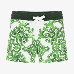 Baby Boys Green Cotton Majolica Shorts