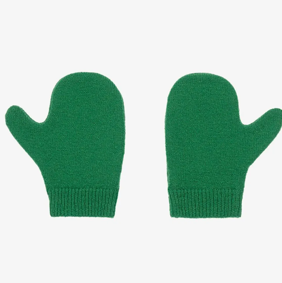 Baby Boys Green Wool Mittens