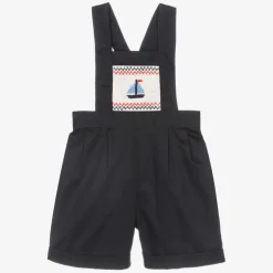 Baby Boys Navy Blue Cotton Dungaree Shorts