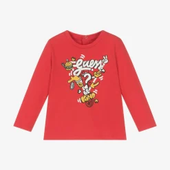 Baby Boys Red Cotton Cartoon Logo Top