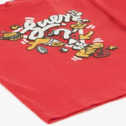Baby Boys Red Cotton Cartoon Logo Top