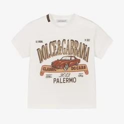 Baby Boys White Cotton Classic Car T-Shirt