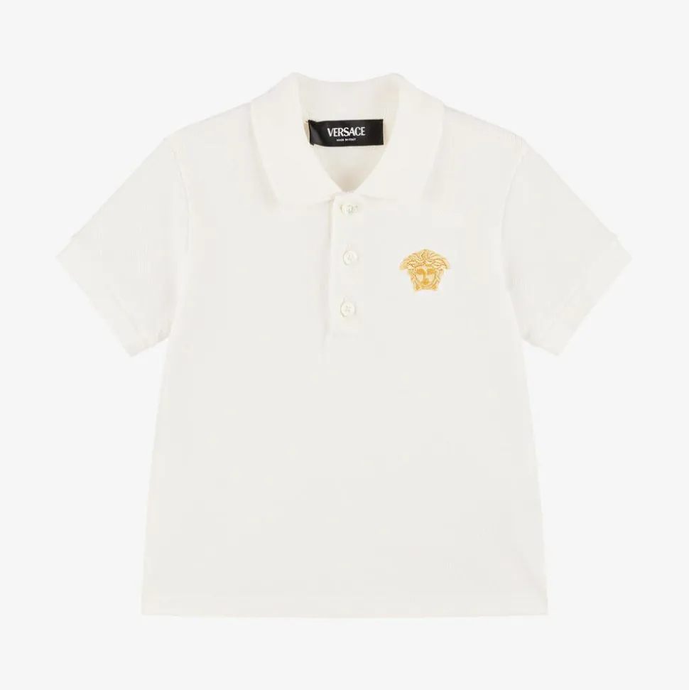 Baby Boys White Cotton Polo Shirt