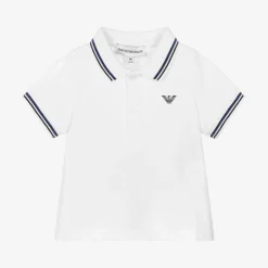 Baby Boys White Cotton Polo Shirt