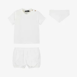 Baby Boys White Cotton Shorts Set