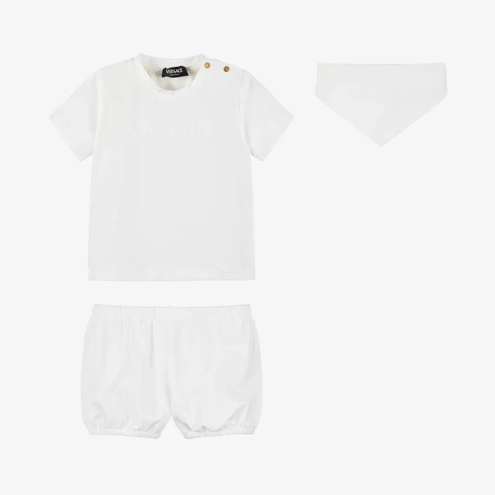 Baby Boys White Cotton Shorts Set
